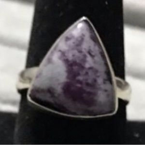 New Sterling Silver Purple Kammererite Triangle Ring Size 10 Crystal Kammerite